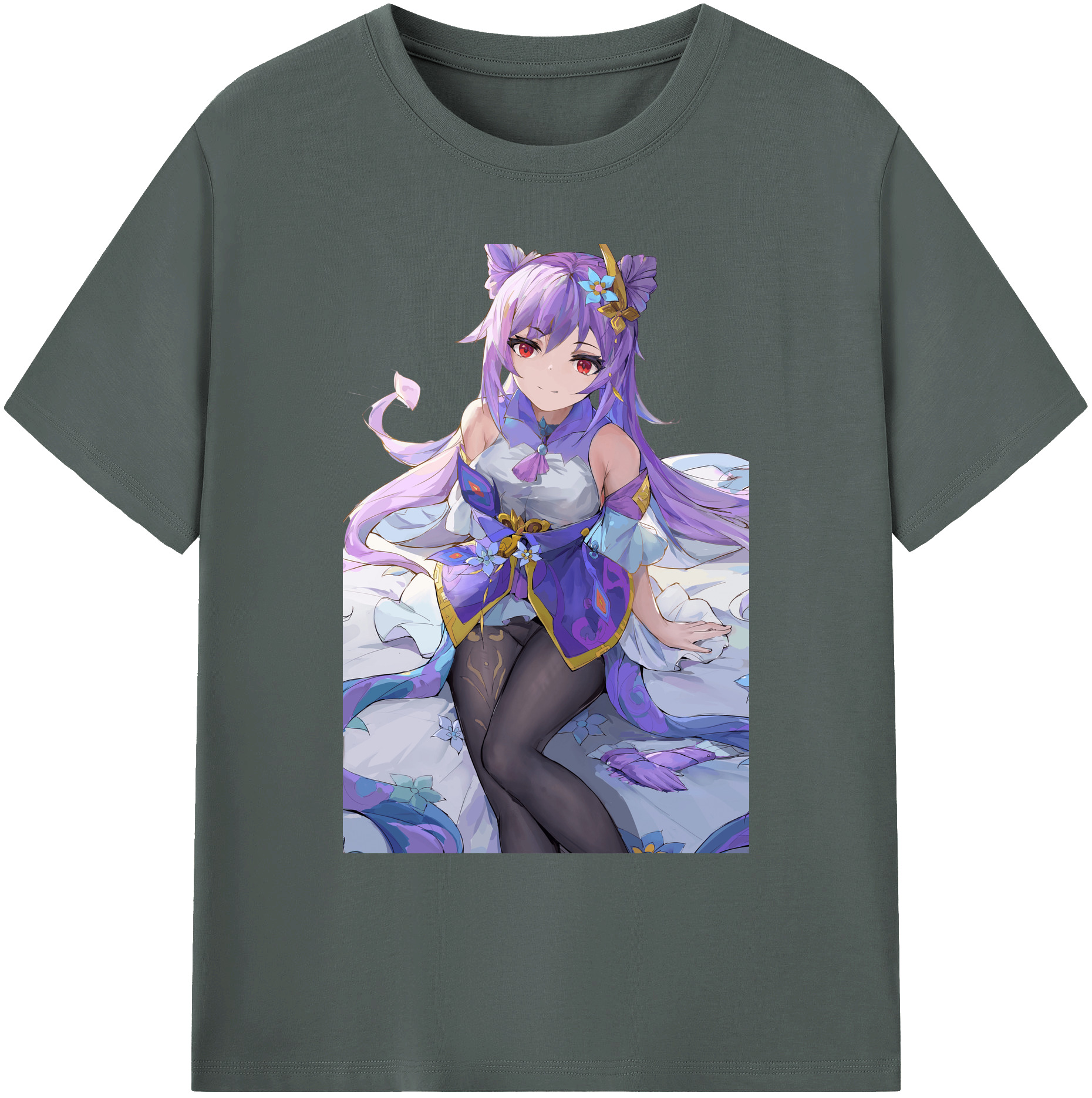 げんし神 刻晴 こくせい genshin Kokusei 綿100％ メンズ半袖Tシャツ｜肌触りやわらか＆通気性